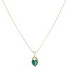 Gold Plated Silver Green Gemstone Heart Pendant and Chain 18"