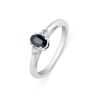 9ct White Gold Natural Black Sapphire And Lab Grown Diamond Ring