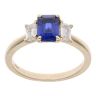 9ct Yellow Gold  0.50ct Baguette Cut Lab Grown Diamond And Created Sapphire Ring