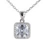 Silver Square Cubic Zirconia Pendant And 16" Chain by Icesia