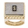 14ct Yellow Gold Monaco Cubic Zirconia and Black Enamel Square Signet Ring
