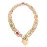 9ct Yellow Gold Multi Gemstone Heart Lock Bracelet 7"