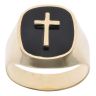 14ct Yellow Gold Black Gemstone Cross Signet Ring