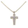 9ct Yellow and White Gold 2.00ct Diamond Cross Pendant and Chain 24"