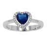 Silver Cubic Zirconia And Blue Gemstone Heart Cluster Ring by Icesia