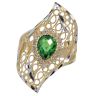 14ct Yellow And White Gold Cubic Zirconia And Green Stone Set Ring