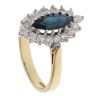 18ct Yellow Gold 0.25ct Brilliant and Marquise Cut Diamond and Sapphire Cluster Ring