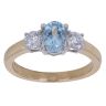18ct Yellow Gold 0.50ct Brilliant Cut Lab Grown Diamond and Blue Gemstone Three Stone Ring