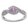 9ct White Gold 0.10ct Brilliant Cut Diamond and Pink Sapphire Three Stone Ring