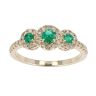 9ct Yellow Gold Diamond And Emerald Triple Cluster Ring by Anya Belle