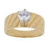 18ct Yellow Gold Cubic Zirconia Patterned Single Stone Ring