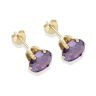 9ct Yellow Gold Amethyst Cubic Zirconia Stud Earrings 7mm