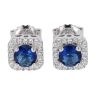 Silver Cubic Zirconia And Blue Gemstone Square Cluster Stud Earrings by Icesia