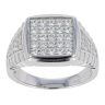 Silver Cubic Zirconia Linked Shoulder Signet Ring by Icesia