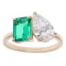 9ct Yellow Gold 2.07ct Pear Cut Lab Grown Diamond And Created Emerald Ring