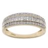 9ct Yellow Gold 0.75ct Brilliant Cut Diamond Three Row Ring