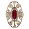 14ct Yellow Gold Red Gemstone Openwork Ring