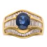 18ct Yellow Gold 2.05ct Baguette Cut Diamond and Sapphire Ring