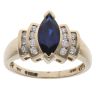 14ct Yellow Gold 0.15ct Brilliant and Maquise Cut Diamond and Created Sapphire Solitaire Ring