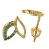22ct Yellow Gold Green Gemstone Leaf Stud Earrings