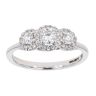 18ct White Gold Certificated Diamond Halo Trilogy  Ring