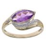 9ct Yellow Gold 0.05ct Brilliant Cut Diamond and Amethyst Fancy Ring