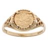9ct Yellow Gold Patterned St George Coin Ring