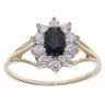 9ct Yellow Gold Cubic Zirconia and Sapphire Cluster Ring