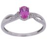 9ct White Gold 0.05ct Diamond and Pink Sapphire Single Stone Ring