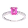 9ct White Gold Pink Sapphire and Diamond Rectangular Ring