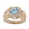9ct Yellow Gold 0.05ct Diamond and Blue Topaz Fancy Ring