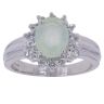 9ct White Gold Cubic Zirconia and Green Gemstone Cluster Ring