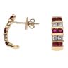 14ct Yellow Gold 0.25ct Brilliant Cut Diamond and Ruby Half Hoop Earrings