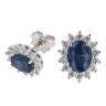 18ct White Gold Sapphire and Diamond Cluster Earrings