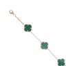 14ct Yellow Gold Malachite Clover Bracelet 7.5"