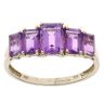 9ct Yellow Gold Amethyst Five Stone Ring