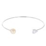 Silver Cubic Zirconia Heart And Faux Pearl Torque Bangle By Icesia