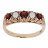 9ct Yellow Gold Pearl and Garnet Five Stone Ring