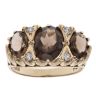 9ct Yellow Gold Cubic Zirconia and Smoky Quartz Three Stone Ring