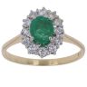18ct Yellow Gold 0.30ct Brilliant Cut Diamond and Emerald Cluster Ring