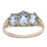 9ct Yellow Gold Aquamarine Three Stone Ring