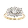 18ct Yellow Gold 1.00ct Baguette And Brilliant Cut Diamond Cluster Ring