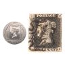 1990 170th Anniversary Black Penny and One Crown Stamp Isle of Man Set