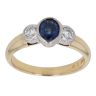 18ct Yellow Gold 0.20ct Oval and Brilliant Cut Diamond and Sapphire Three Stone Ring