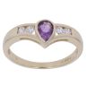 9ct Yellow Gold Cubic Zirconia and Amethyst Ring