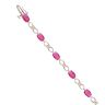 9ct White Gold 0.06ct Diamond And Created Ruby Cluster Bracelet 7"