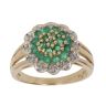 9ct Yellow Gold 0.12ct Diamond and Emerald Cluster Ring