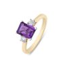 9ct Yellow Gold Natural Amethyst and Lab Grown Diamond Ring