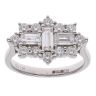 18ct White Gold 1.28ct Brilliant and Baguette Cut Diamond Cluster Ring