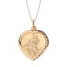 18ct Yellow ﻿Gold on Sterling Silver Diamond Cut Heart St Christopher Pendant Necklace